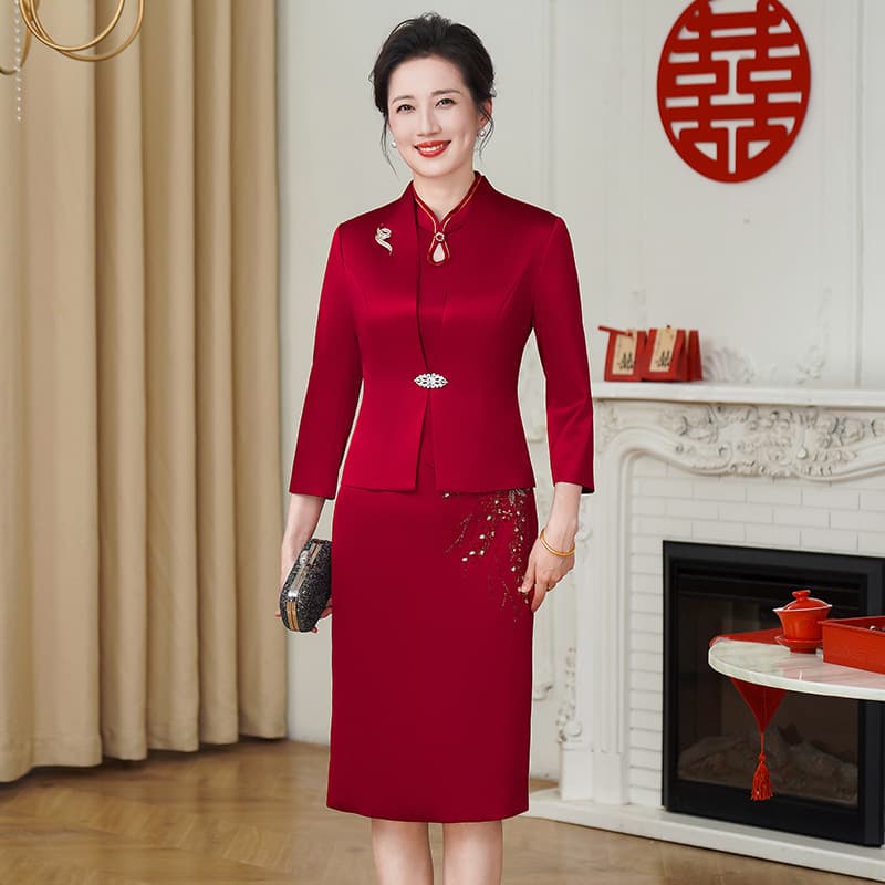 Summer Wedding Guest Dress for Mother of the Bride or Groom, Pink Cheongsam, Young Style, Mother's Wedding Dress