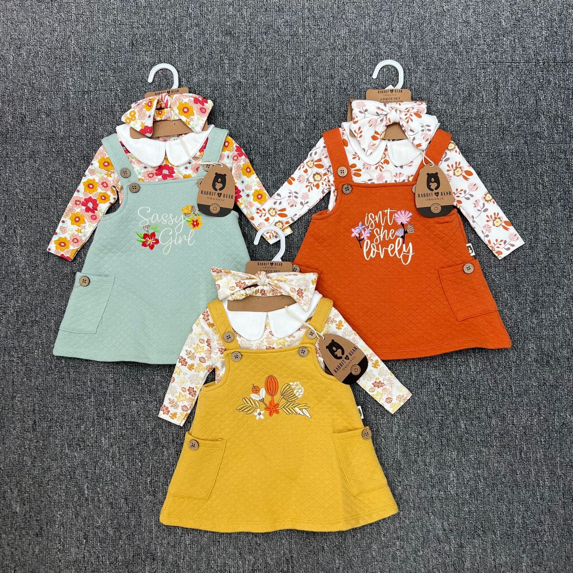 Cross-Border Spring/Autumn Baby Girl Overall Dress with Headband Set, Export Kids Clothing Wholesale, Bubble Sleeve Skirt