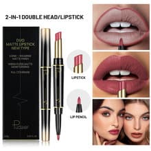 Pudaier Double-headed Lipstick Lip Liner Pen Matte Foggy Non-stick Cup Rotating Lip Liner Pen Cosmetics