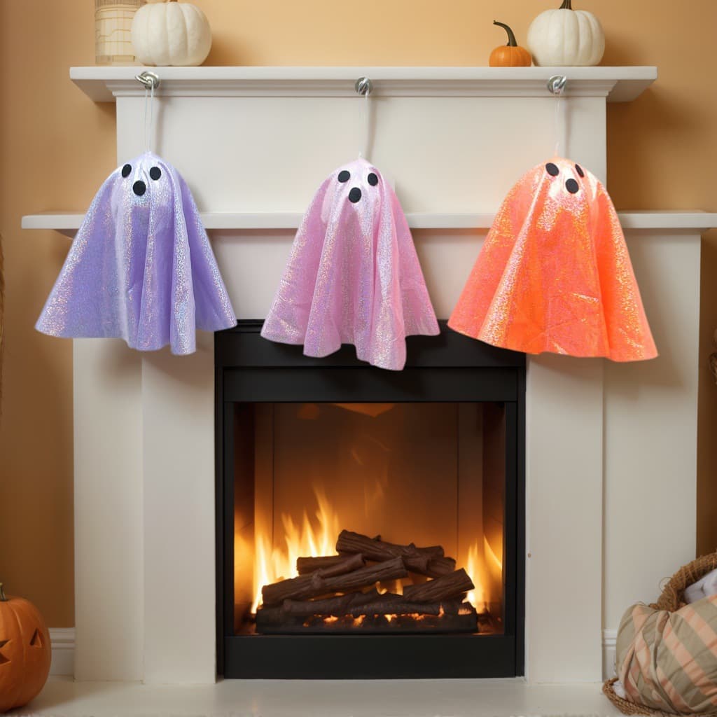 Halloween Glowing Ghost Hanging LED String Lights Ghost Festival Horror Atmosphere Room Decoration Lighting