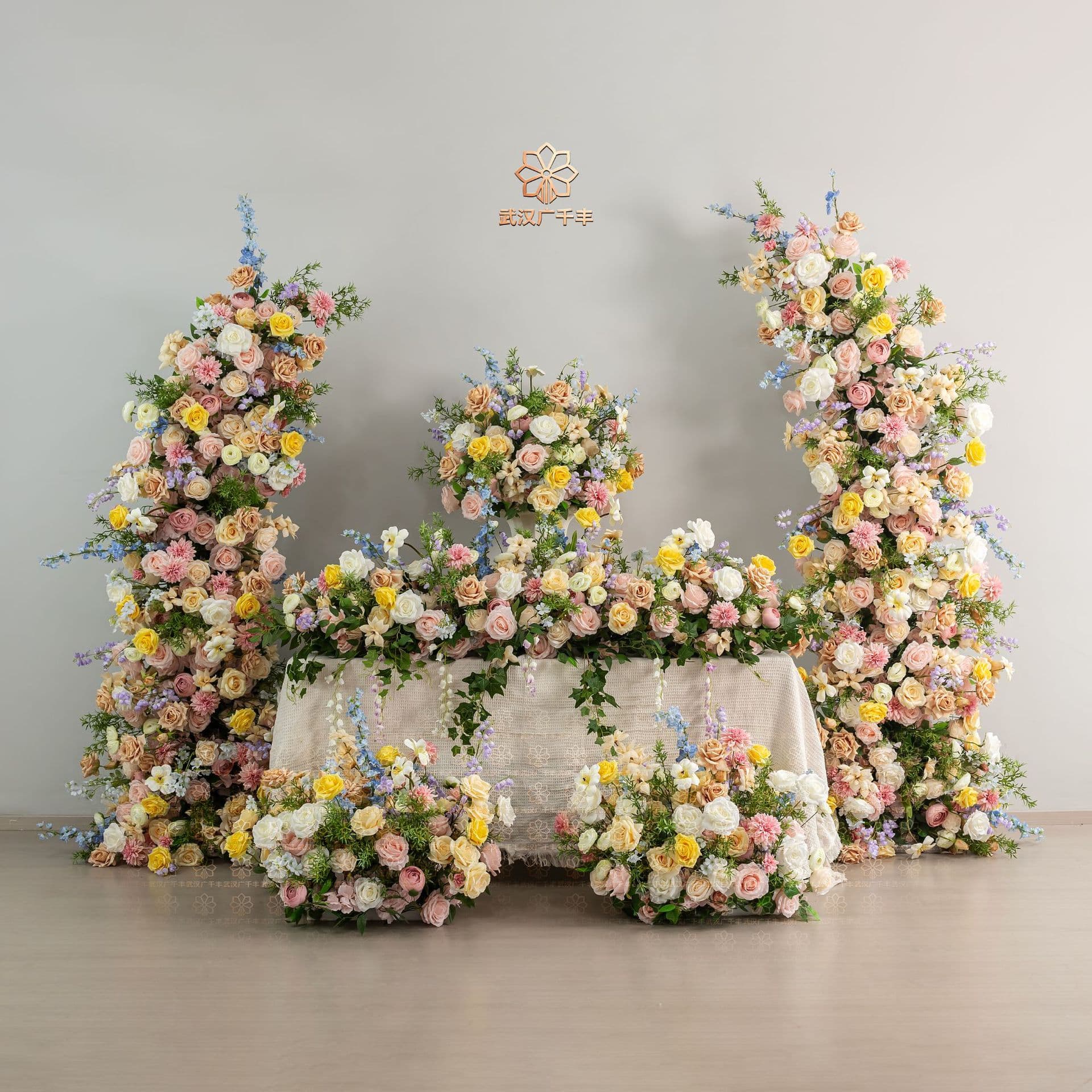 Artificial Flowers Fake Flowers Living Room Decoration Round Table Flower Hotel Restaurant Turntable Center Desktop Decoration Ornament Dining Table Flower