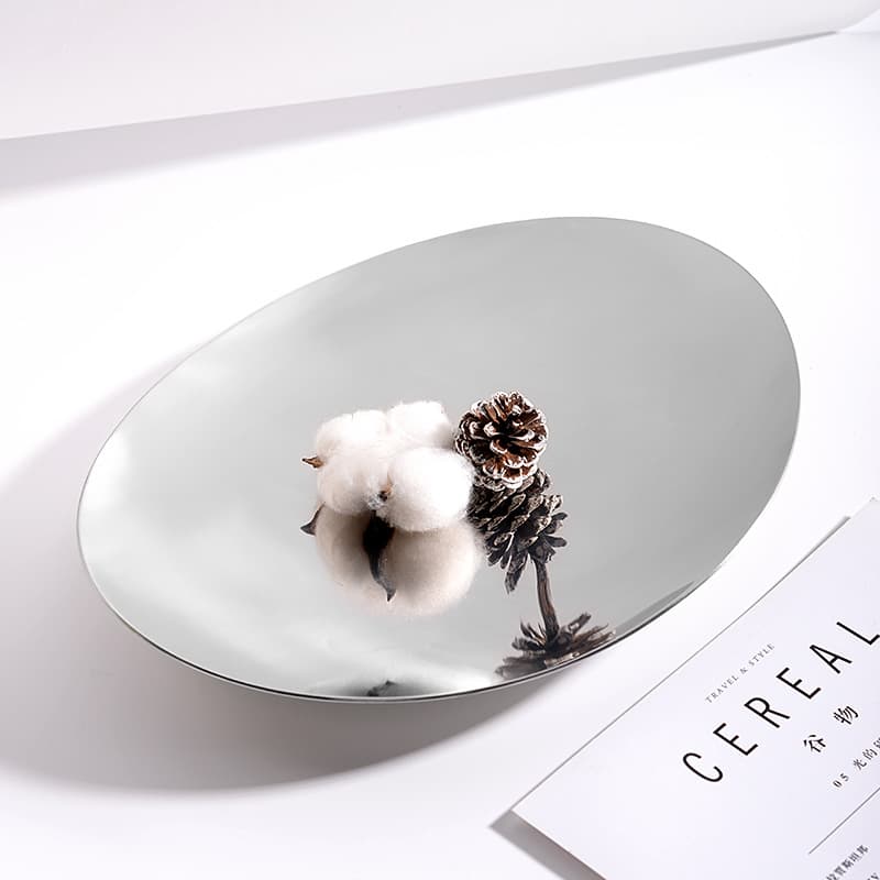Luxury Creative Decorative Candy Plate Oval Thickened Fruit Tray Premium Stainless Steel Decorative Fruit Dish