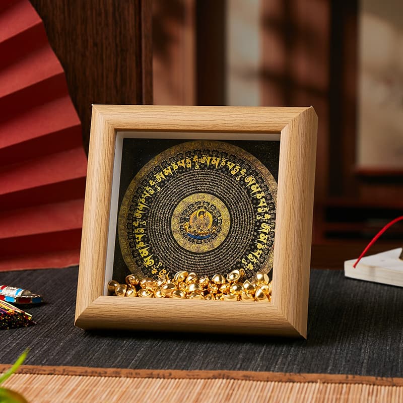 Thangka Kalachakra Mantra Black Gold Mandala Creative Kalachakra Six-Character Mantra Black Gold Mandala Thangka Ornament
