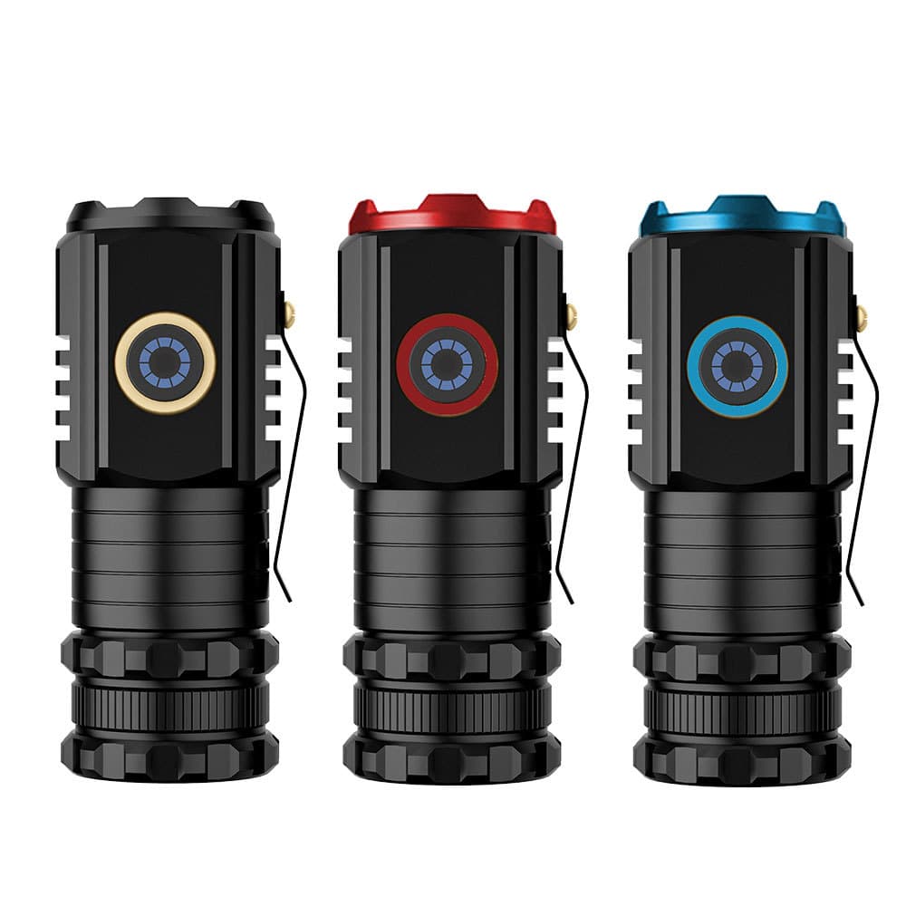 Cross-border new strong light long-range flashlight, bright portable three-eye flashlight, outdoor multi-function aluminum alloy flashlight