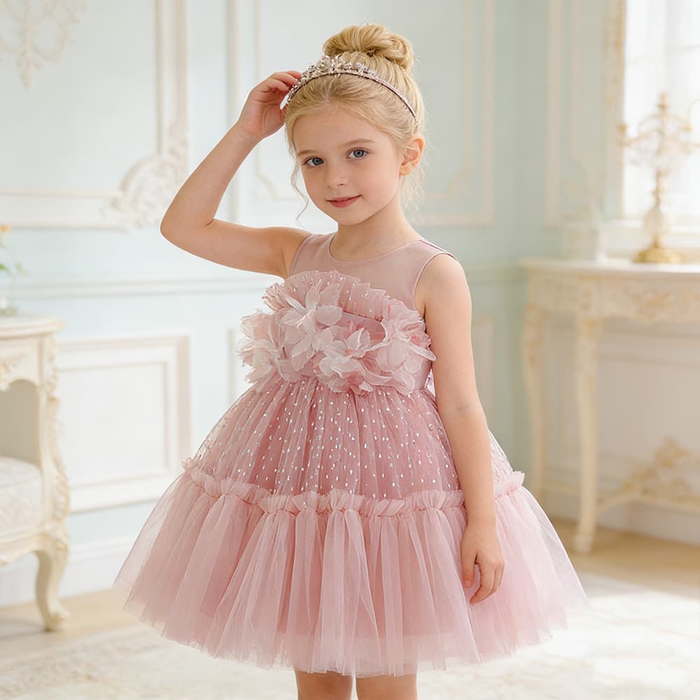 Cross-border Children's Princess Dress Gown Flower Girl Wedding Petal Dress Host Piano Performance Costume