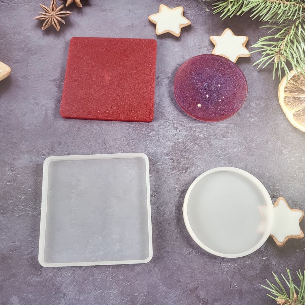 Round and Square Coaster Resin Mold DIY Coaster Tea Cup Coaster Coffee Pad Silicone Mold