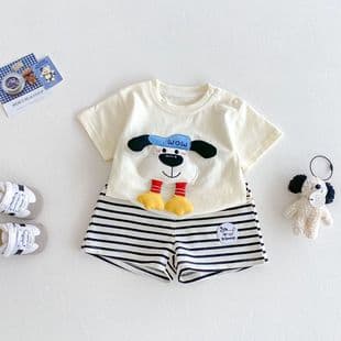 2026 New Summer Korean Style Kids Set: Boys' 3D Cartoon T-Shirt with Applique Shorts, Trendy Two-Piece Outfit
