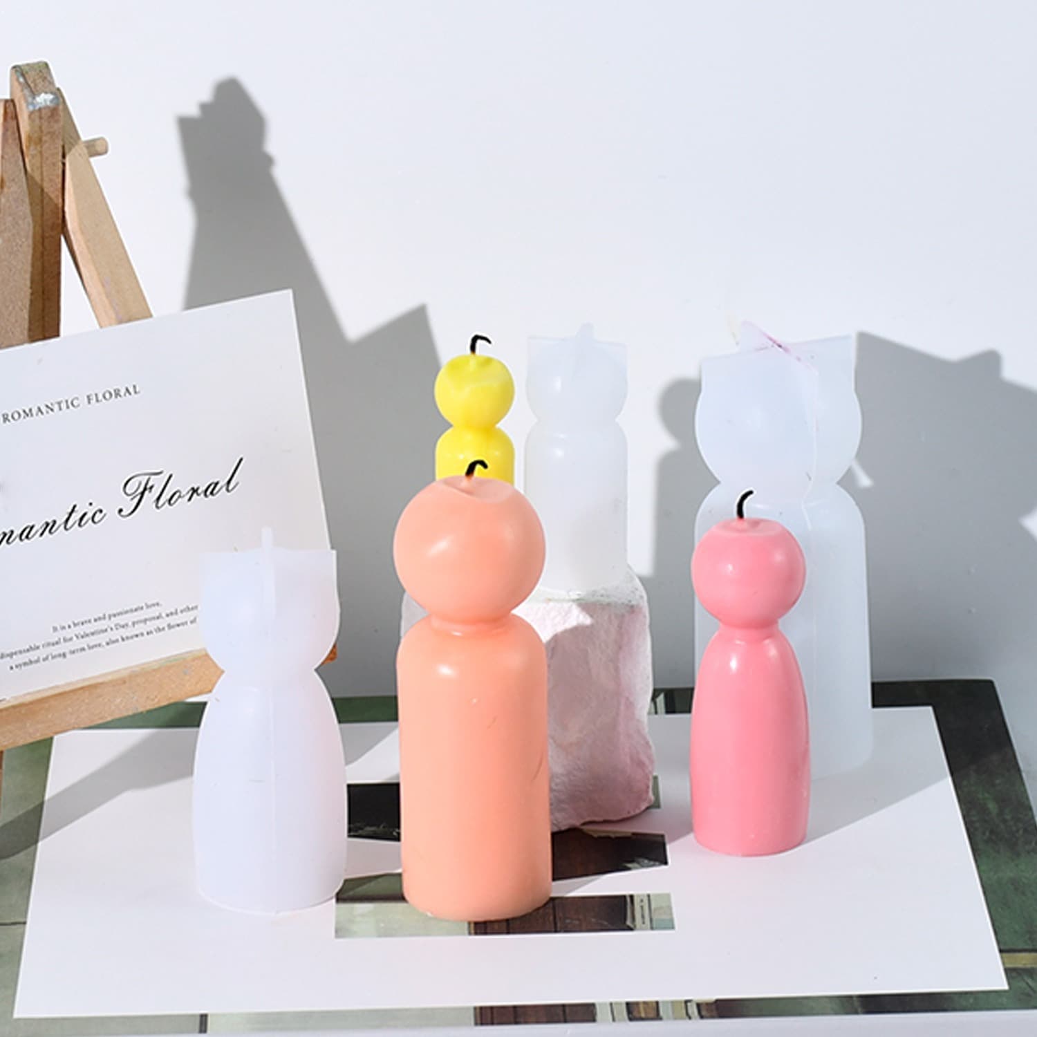 New DIY Epoxy Resin Mold Cylindrical Little Man Candle Mold Creative Resin Small Decoration Silicone Mold