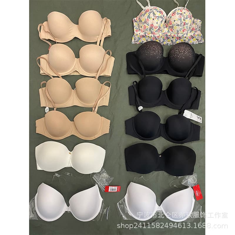 Export surplus mixed styles ~ seamless invisible strapless multi-functional non-slip bra thin cup plus size underwear
