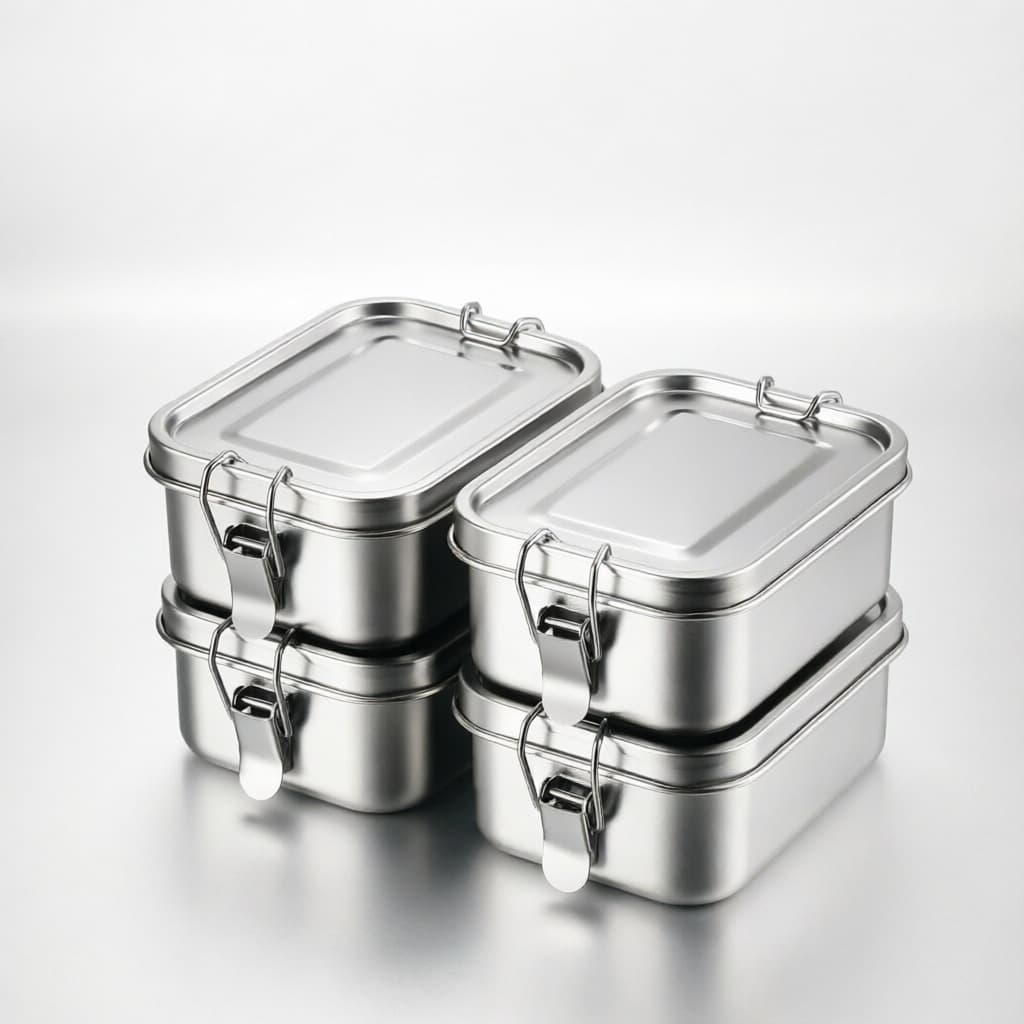 Cross-border Stainless Steel Bento Box with Buckle Seal Lunch Box Portable Student Canteen Food Container Commercial Old-fashioned Crisper