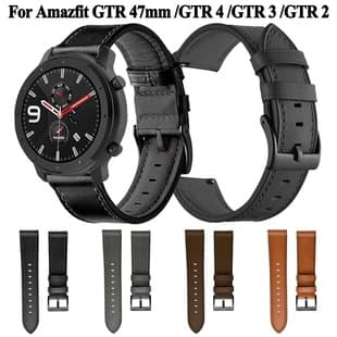 20MM 22MM Same Base Same Line Leather Watch Band Compatible with Huawei Samsung Garmin Amazfit Suunto