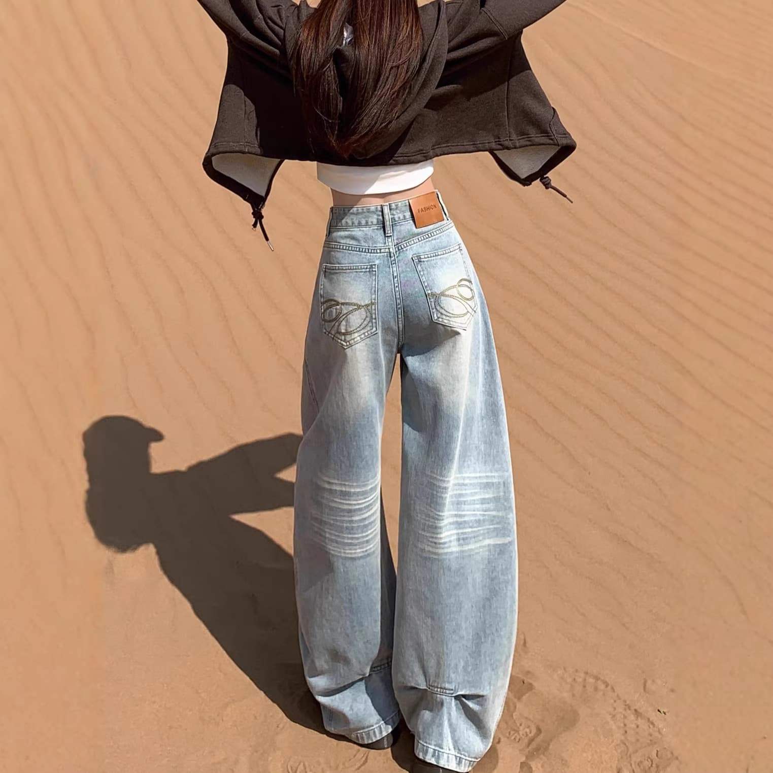 [Han Niu] Guangzhou Xintang Jeans Wide Leg Jeans Women's Loose Denim Wide Leg Scimitar Pants Women