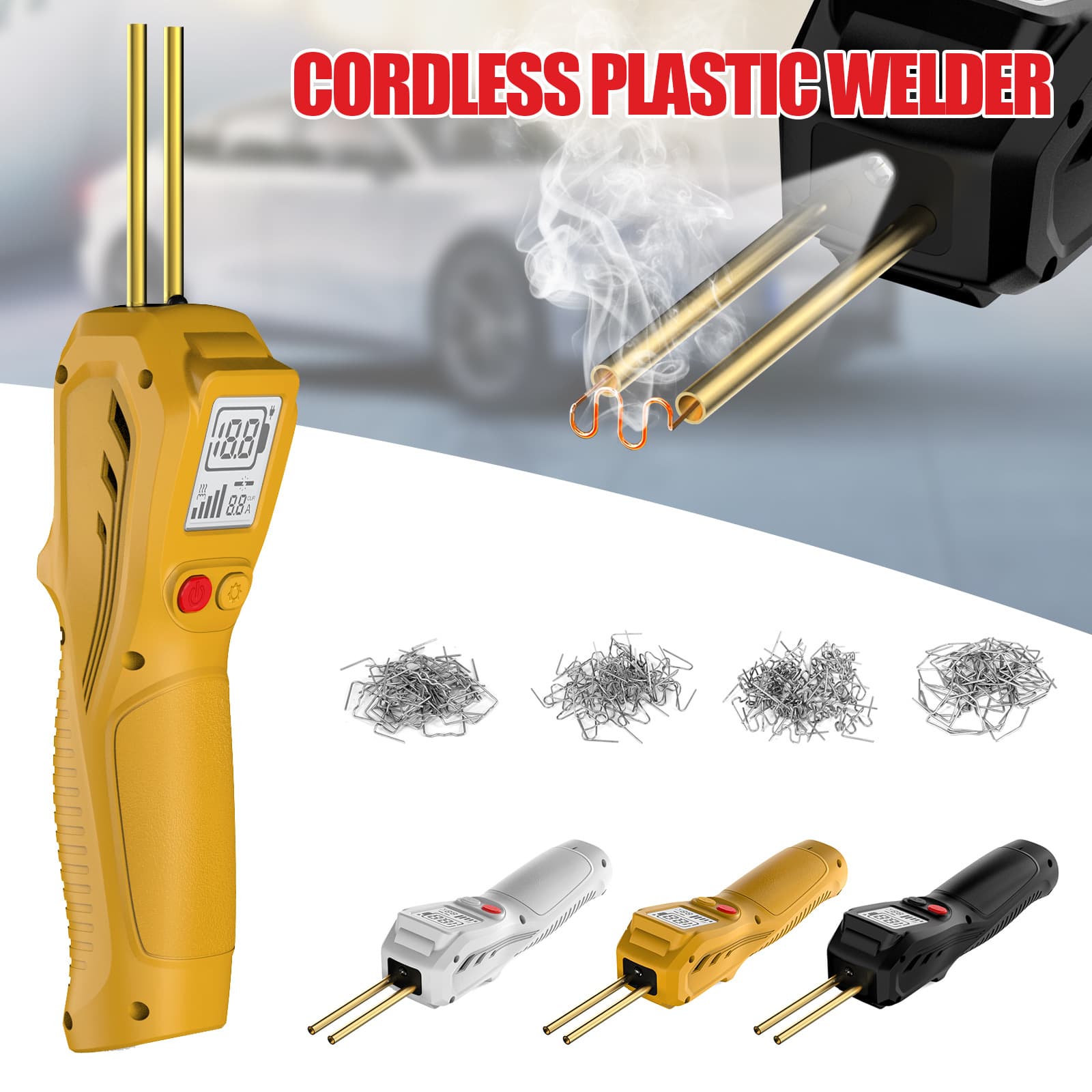 New handheld wireless LCD car bumper repair machine, plastic bumper repair welding gun, welding studs.