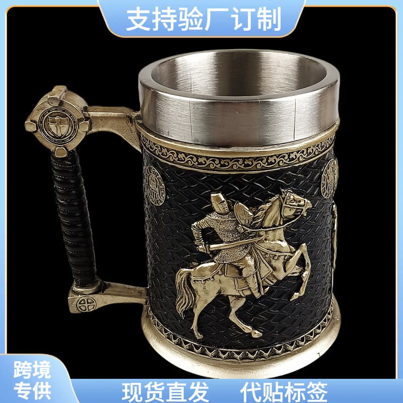 Medieval European Knight War Horse Beer Mug Creative Medieval Warrior Large Capacity Retro Mug Vintage Style