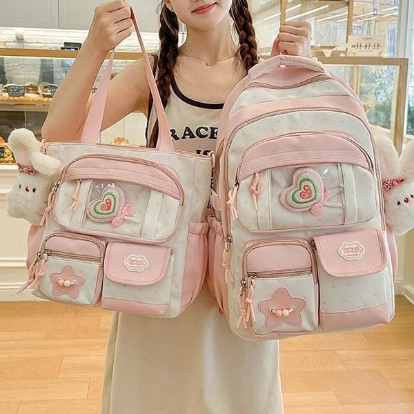 Japanese Ins Style New Schoolbag High Appearance Sweet Elementary Student Tutoring Bag Contrast Color Stitching Middle and High School Student Backpack