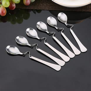 Korean-Style Coffee Twisted Spoon, Stainless Steel Small Hook Spoon, Creative Smoothie Spoon, Stirring Spoon, Dessert Spoon Tool, Small Teaspoon