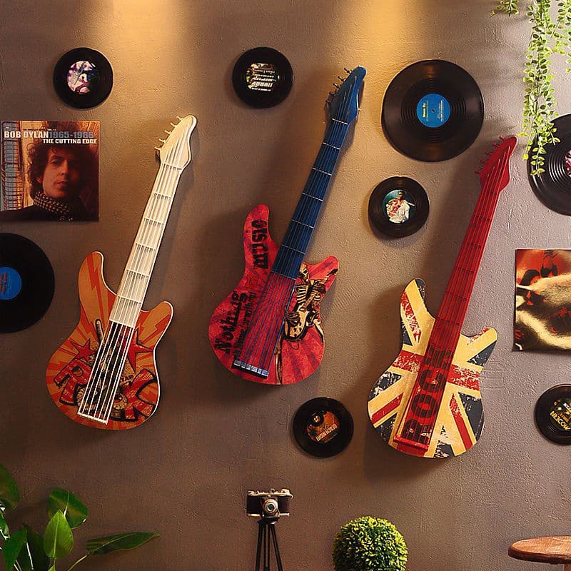 Retro guitar wall decoration wall hanging creative industrial style living room office bar pendant wall decoration