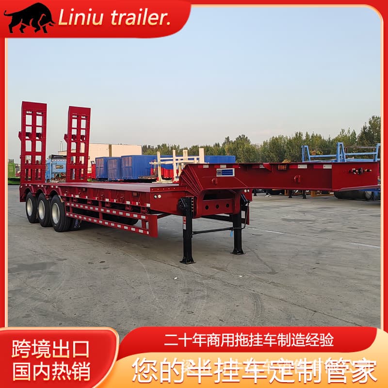 Factory multi-axle semi-trailer Liangshan trailer telescopic low-bed transport vehicle hydraulic ramp low-bed semi-trailer