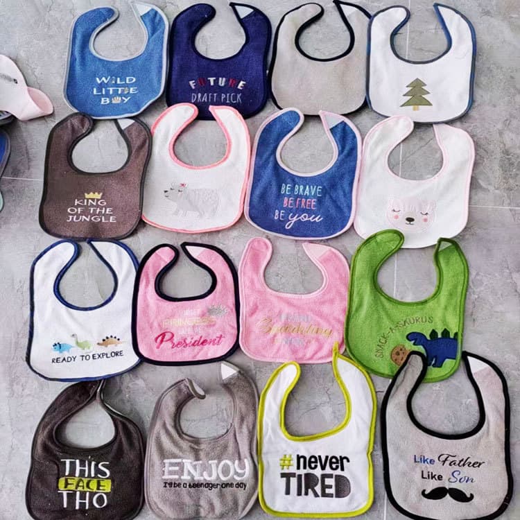 Factory Direct Assorted Baby Bibs Kids Magic Sticker Drool Bibs Waterproof Anti-Stain Bibs for Baby Export