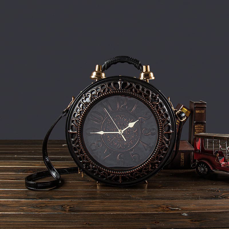 Classic Retro Clock Handbag Single Shoulder Bag Personality European And American Style Crossbody Bag Large Size Polyester Fiber