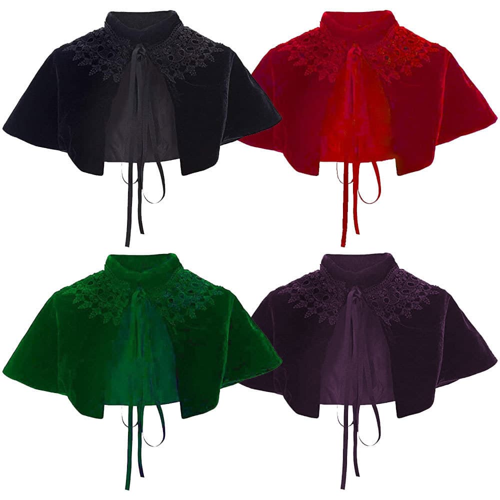 Spot velvet gold velvet shawl cloak Victoria short lace up shawl cloak Halloween costume
