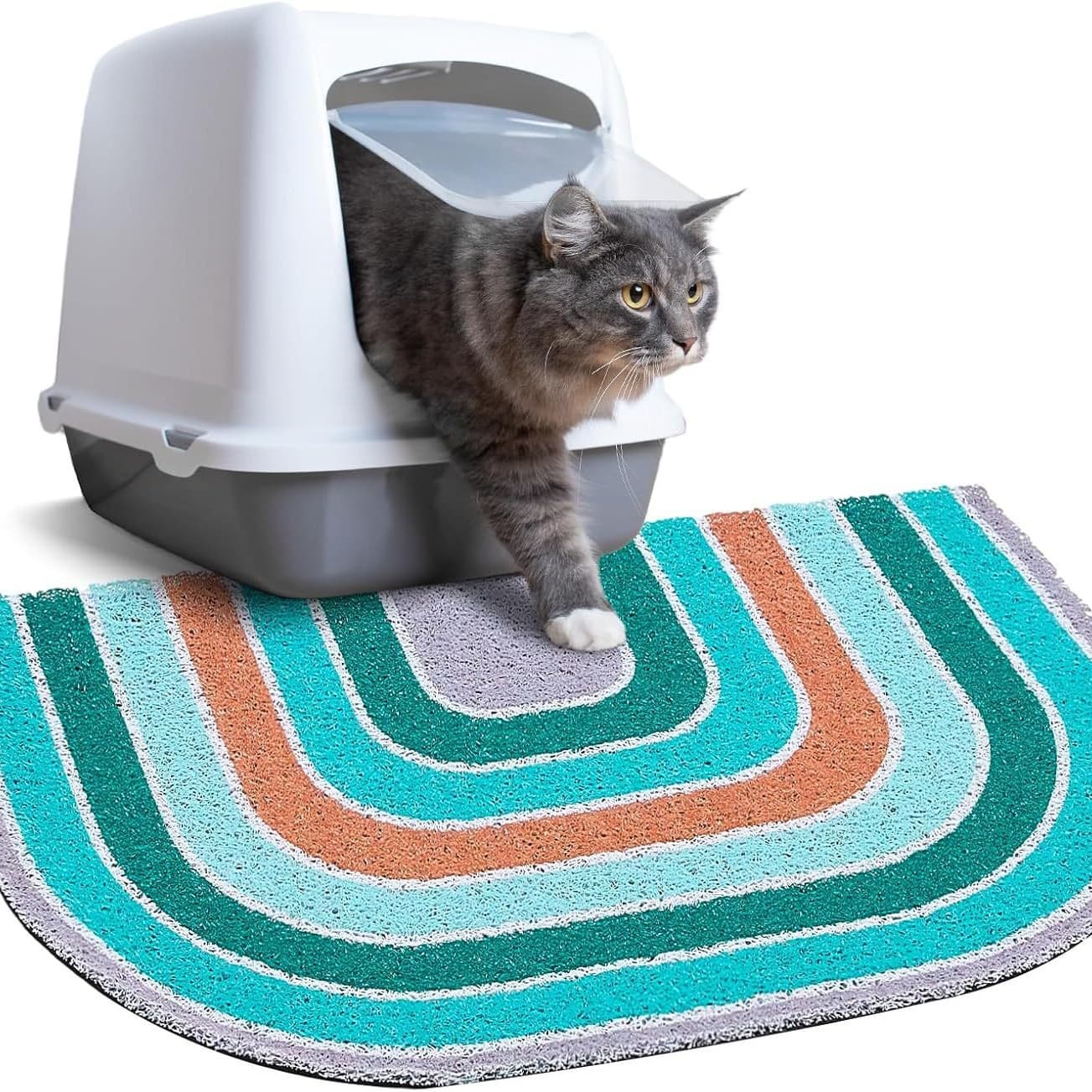 Cross-border Dropshipping Cute Cat Litter Mat Premium Large Non-Slip Cat Litter Box Trap Mat Soft Compatible with Two Cats