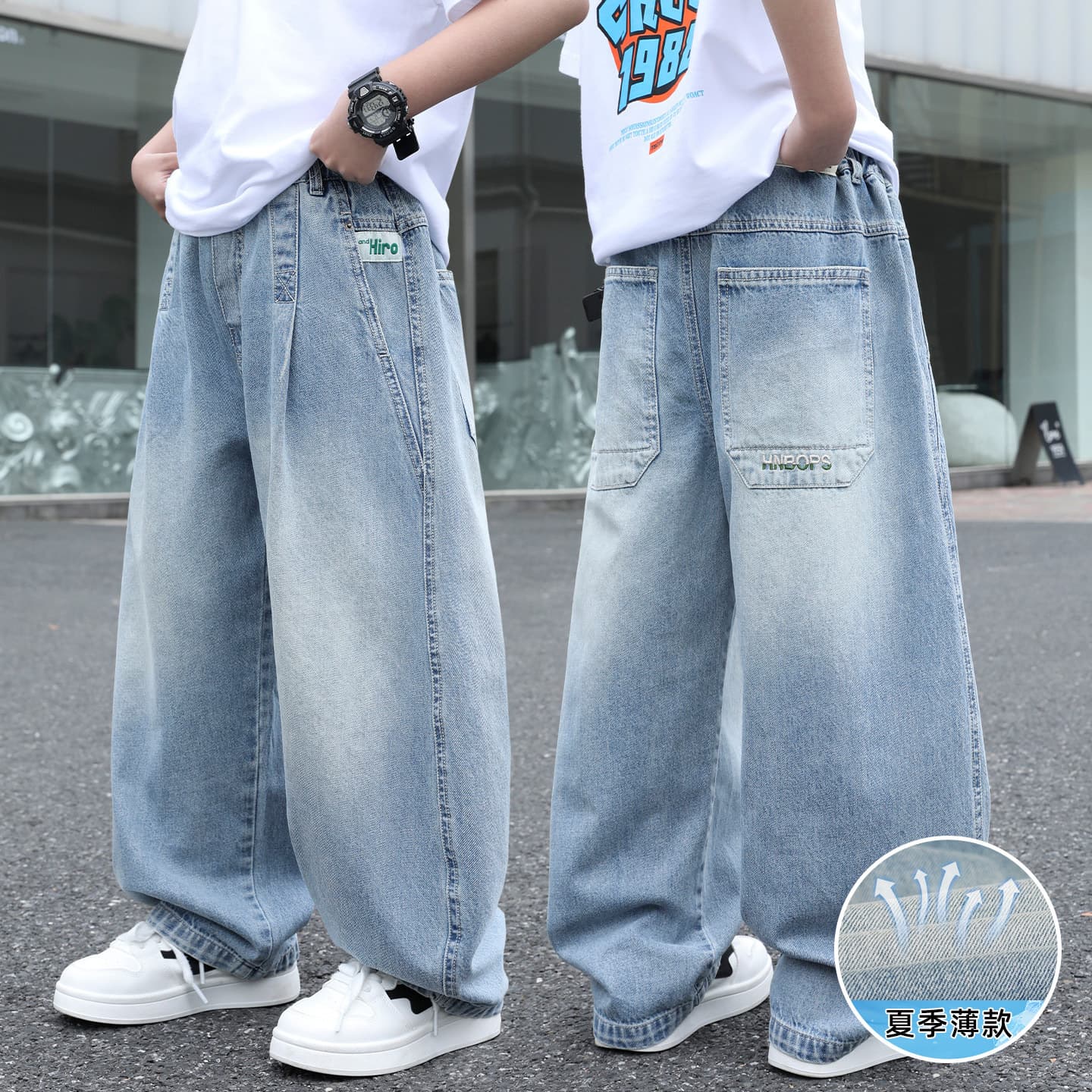 Boys summer thin denim trousers children's trousers summer wear 2026 new medium and large children's boys casual anti-mosquito trousers
