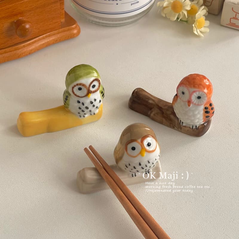 Creative Owl Chopstick Rests & Pen Holders, Ceramic Utensil Stands, Aesthetic Home Dining Table Accessories
