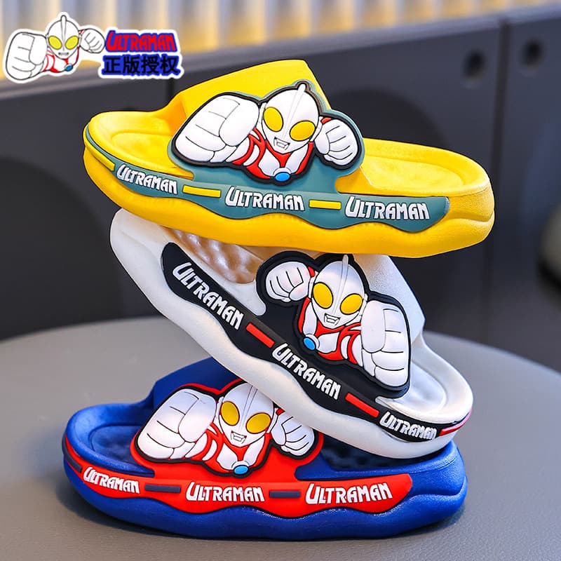 Ultraman Kids Slippers for Boys and Girls, Summer Indoor Home Anti-Slip Soft Sole, Soft Cartoon Sandals