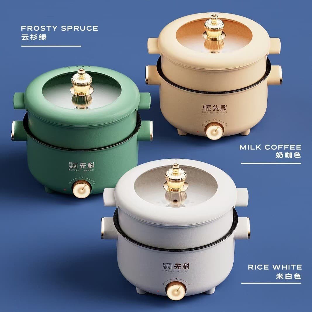 SAST Electric Cooking Pot, Dormitory Rental Home Student Pot, Electric Steamer and Cooker All-in-One, Non-Stick Electric Multi-Function Pot