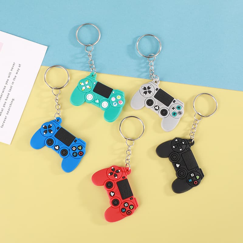 Creative Kids Fun PVC Keychain Trendy Personality Game Controller Mini Backpack Keychain Car Hanging Accessory