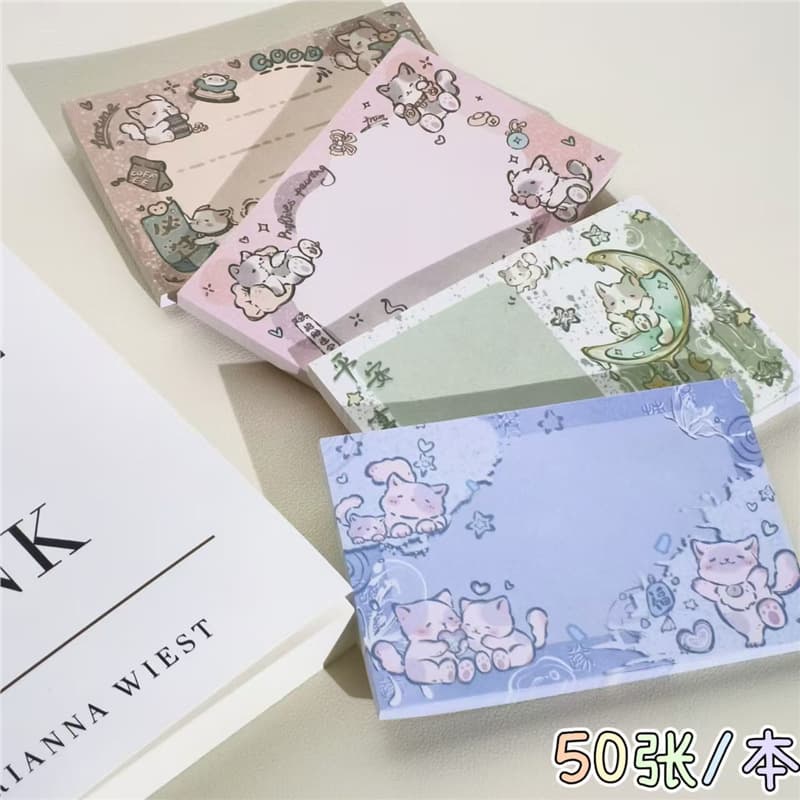 Cat Sticky Notes Tear-off Non-adhesive High-value Ins Stickers - Student Study Office Memo Message Notepad