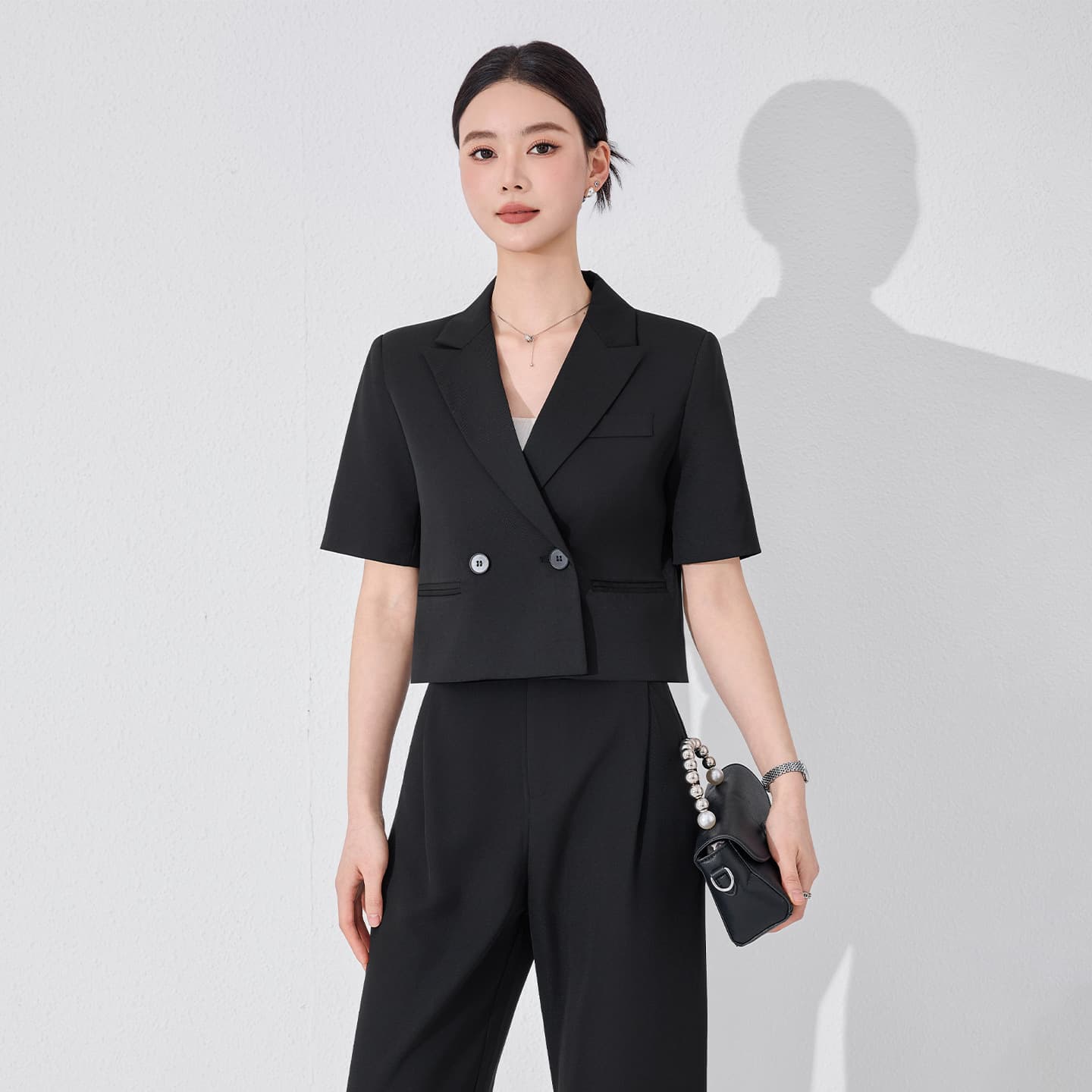 2026 Summer New Gray Short-Sleeve Blazer for Women Formal Occasion Professional Wear Short Fashion Suit Set