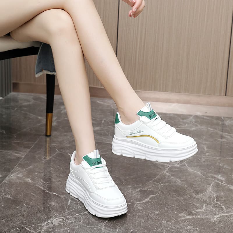 W3613 New Leather Women's Shoes 2023 Summer White Shoes Thick Sole Height-Increasing Fashion Casual Shoes Fashion Women's Shoes
