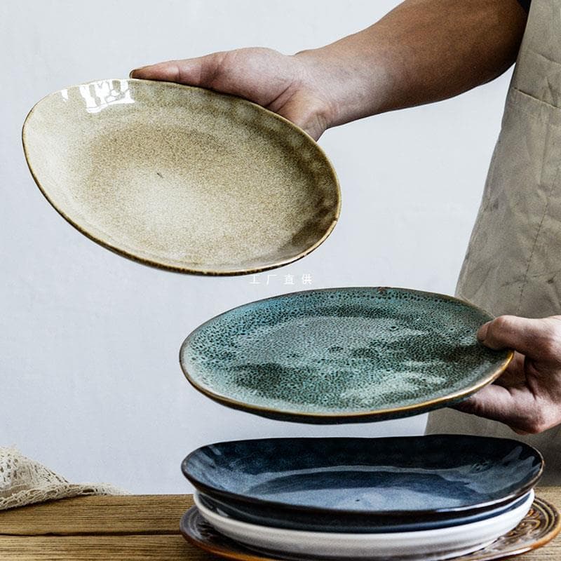 Wholesale Large Collection of Inch Plates, Household Ceramic Flat Plates, Shallow Plates, Photo-Ready Dinner Plates, Slightly Defective Retro