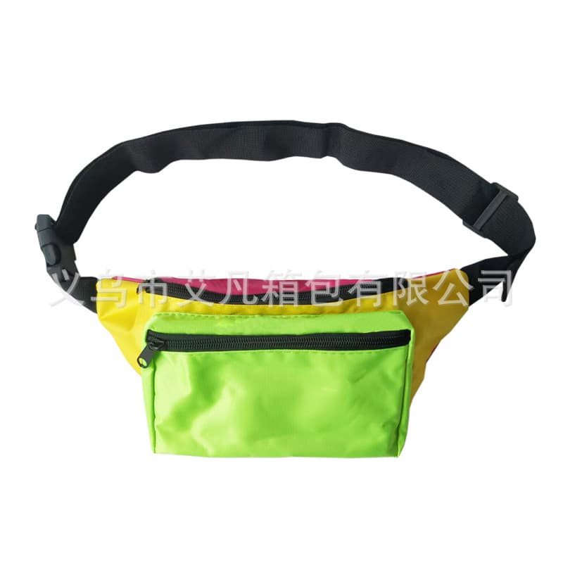 Sports outdoor multi-functional waterproof waist bag men's 80s party color splicing nylon waist bag mobile phone shoulder bag