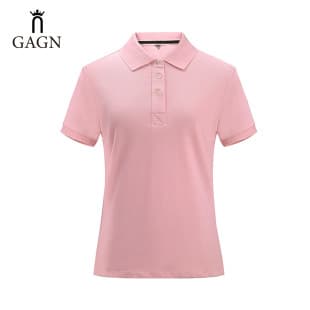 GAGN Pink Polo Shirt for Women, 2026 Spring/Summer New Arrival, Commute Basic Casual Slim Fit Top