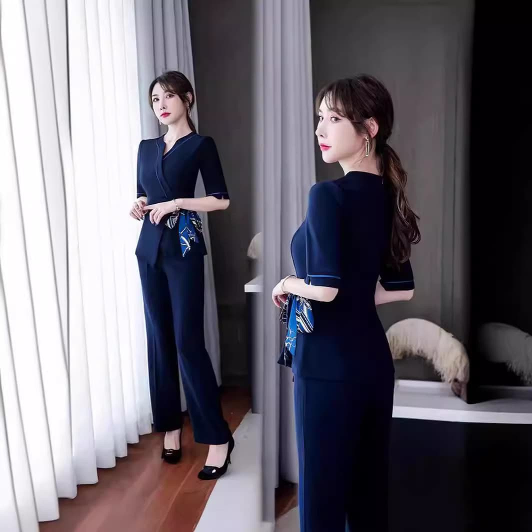 New Mid-Sleeve Beautician Workwear for Women, Beauty Salon Elegant High-End Set, Wellness Foot Bath and Massage Technician