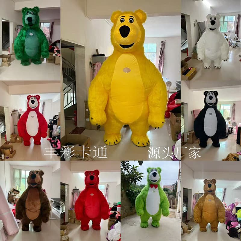 Inflatable Gorilla Puppet Costume Performance Cartoon Doll Outfit Mascha Bear Doll Clothes Anime Theme Fiber Material