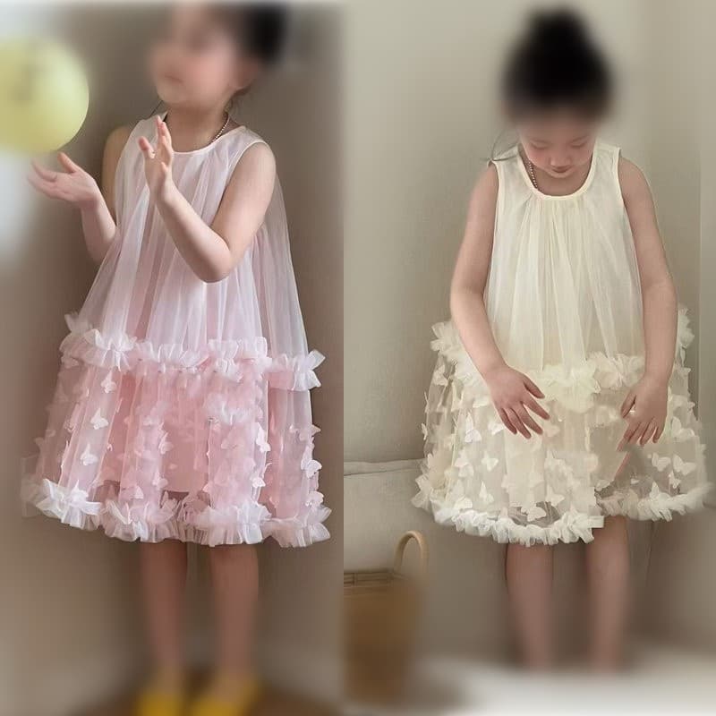 Children's Clothing Wholesale Girls Dress Summer 26 New Children's Three-dimensional Butterfly Mesh Skirt Sleeveless Puffy Princess Dress
