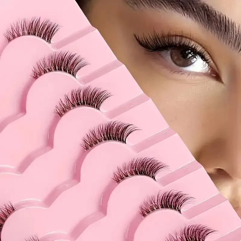 European and American Fox Style Oblique Wing False Eyelashes Half Lashes Thick Curled Synthetic Fiber 7 Pairs Wholesale Cross-Border
