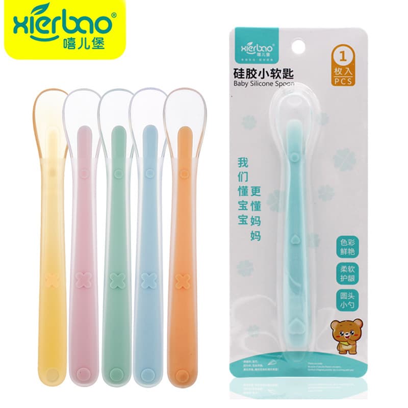 All-silicone spoon, silicone small soft spoon, Xierbao brand baby rice spoon, soup spoon, soft-tip spoon 9384