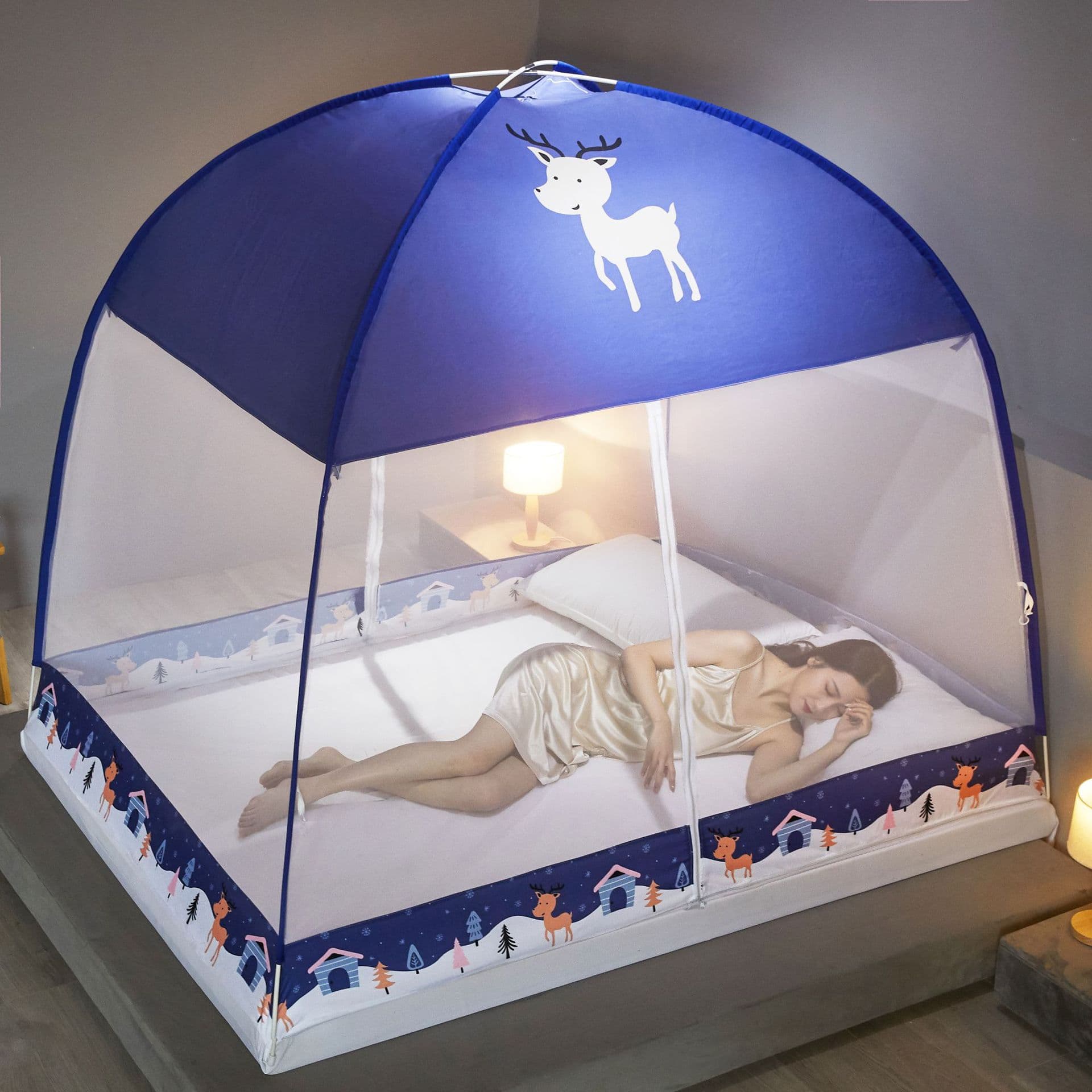No-Assembly Yurt Mosquito Net for Home Use, Dense Single Student Dormitory 1.5M Double 1.8M Foldable Mosquito Net Wholesale