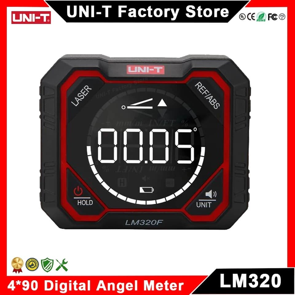 unit - t LM320 digital inclinometer 4*90° with relative absolute angle measurement % MM/M IN/FT