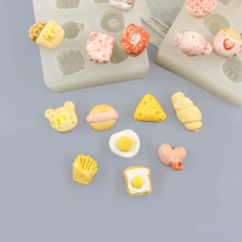 Mini Silicone Mold for Candy French Fries, Drip Wax, Gypsum, Doughnut Mould, Baking Cake Decoration Tools, Cartoon DIY