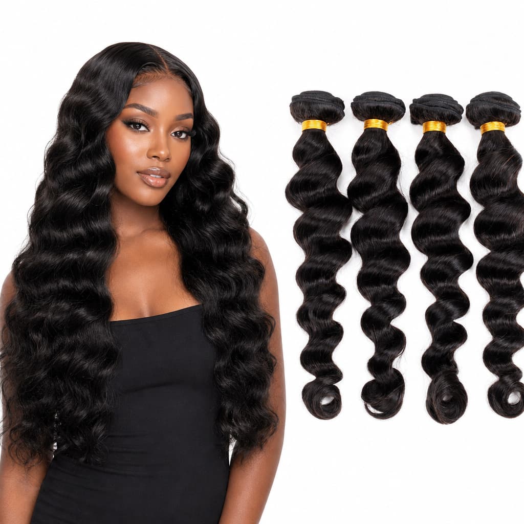 Loose Deep Bundles Cross-Border Black Human Hair Wigs Brazilian Human Hair