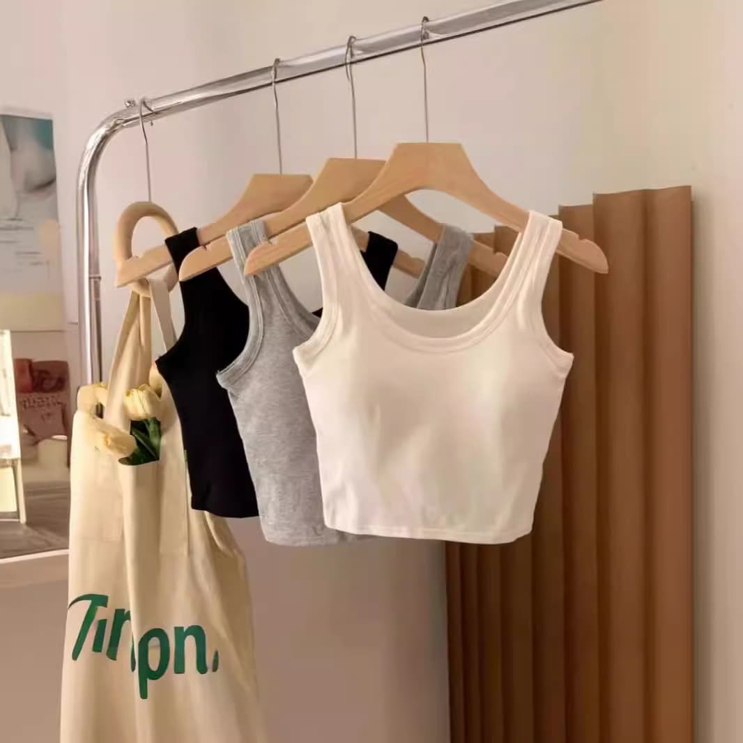 Women's Summer Crop Top Vest with Chest Pad, Sexy Joker Style, Hot Girl Revealing Belly Button, Wholesale