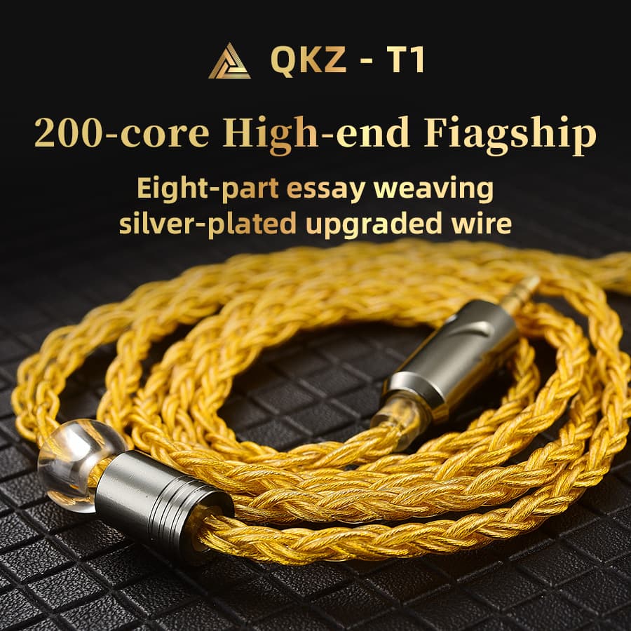 QKZ T1 8-Core Silver-Plated Upgrade Cable, 3.5mm, 0.75, 2PIN Headphone Upgrade Cable