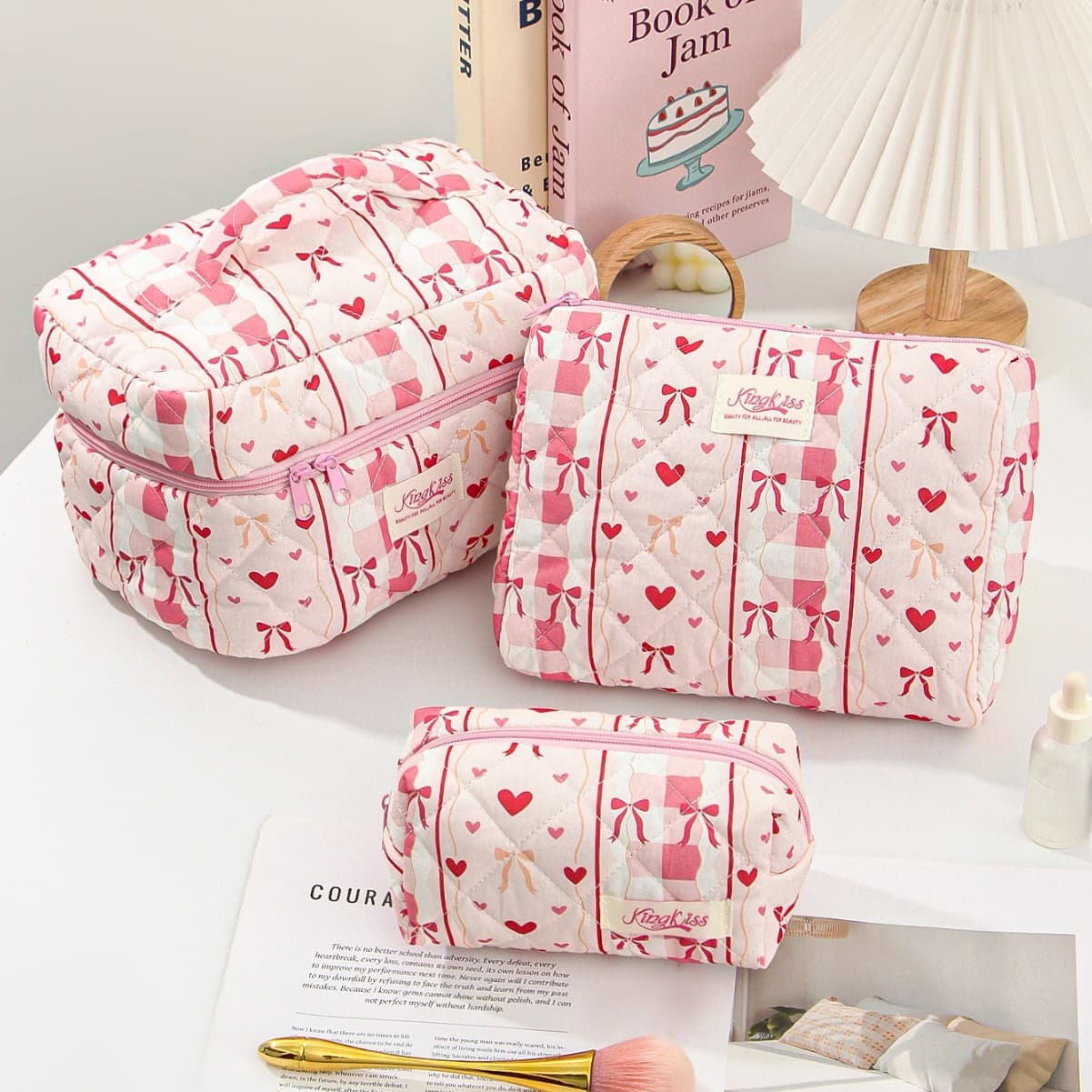 Beige luggage cross-border small love butterfly cosmetic bag high-looking sweet girl travel portable storage toiletry bag