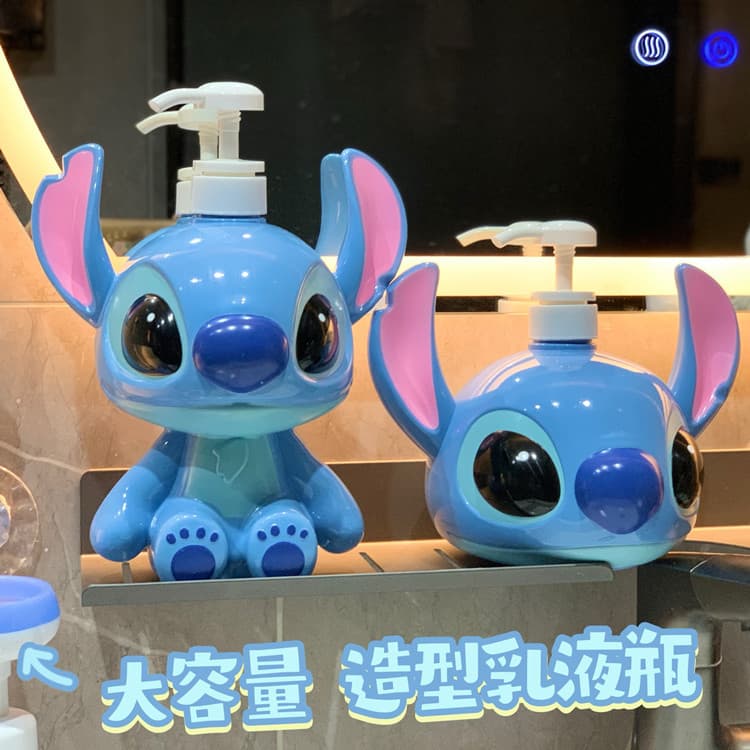 Stitch Shaped Lotion Bottle, Dispenser Bottle with Large Head Character Design, Empty Pump Bottle for Shower Gel and Shampoo